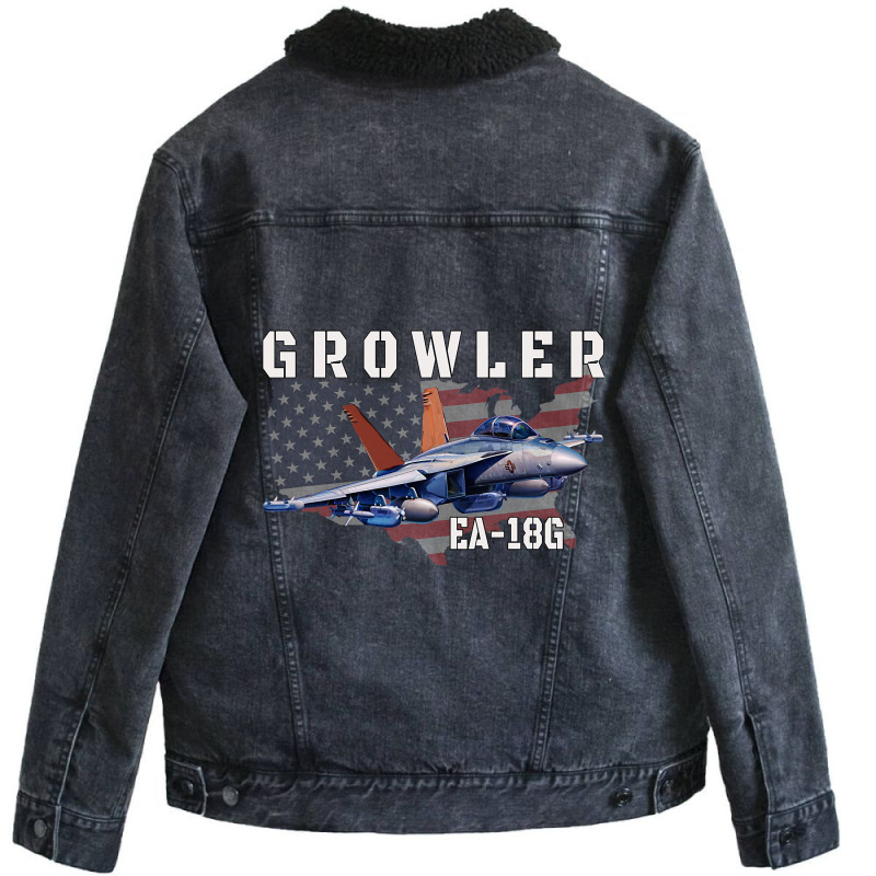 Ea18g Growler Electronic Warfare Aircraft Military Unisex Sherpa-Lined Denim Jacket by AleaAlmondz | Artistshot