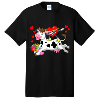 Dabbing Heart Sunglasses Riding Cow Farmer Valenti Basic T-shirt | Artistshot