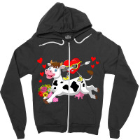 Dabbing Heart Sunglasses Riding Cow Farmer Valenti Zipper Hoodie | Artistshot