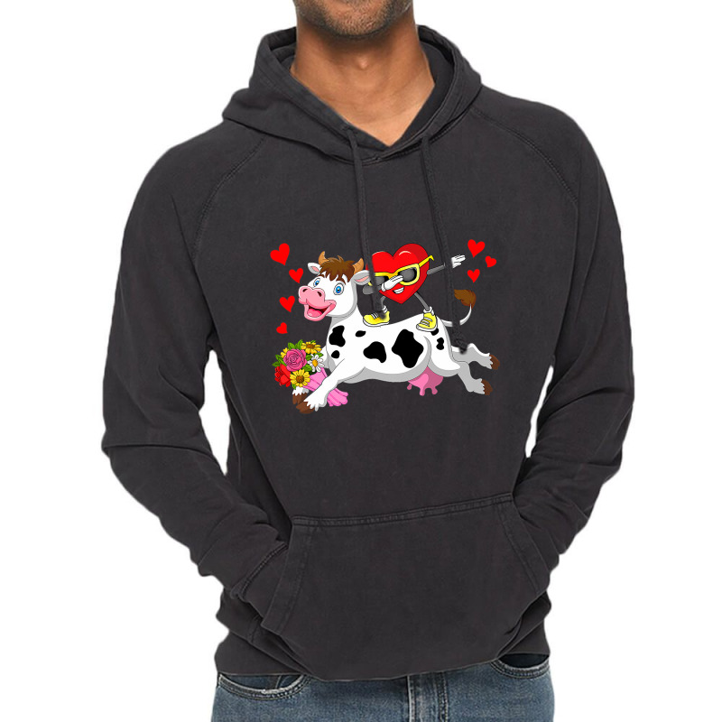 Dabbing Heart Sunglasses Riding Cow Farmer Valenti Vintage Hoodie | Artistshot