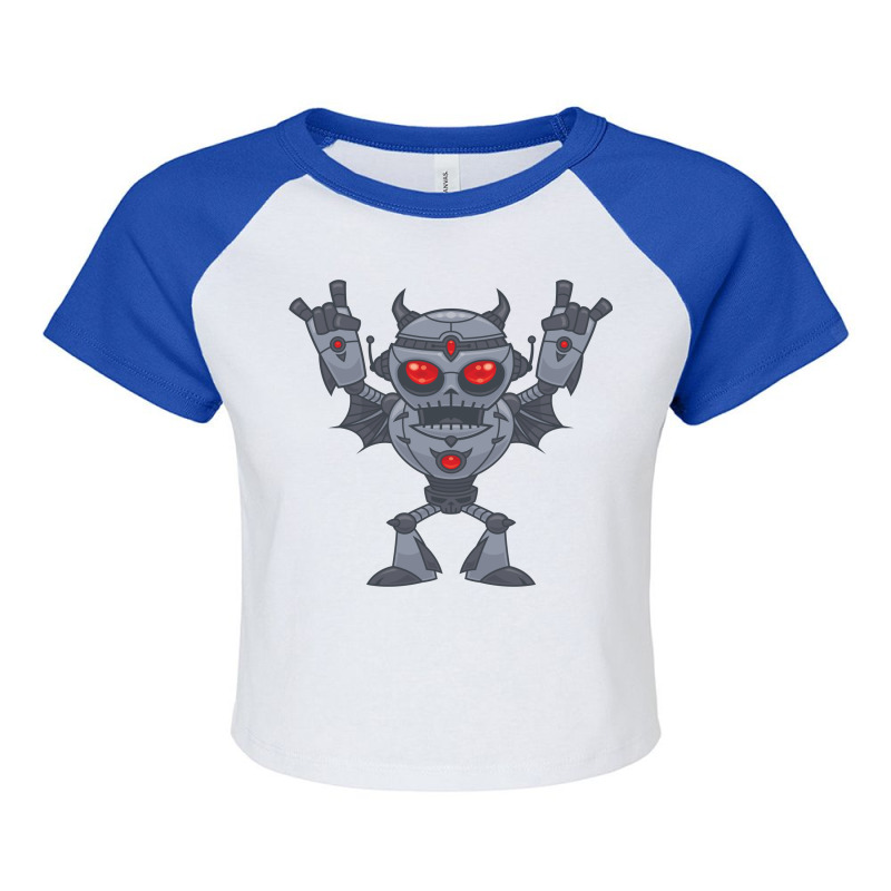 Metalhead - Heavy Metal Robot Devil Raglan Crop Top by fizzgig | Artistshot