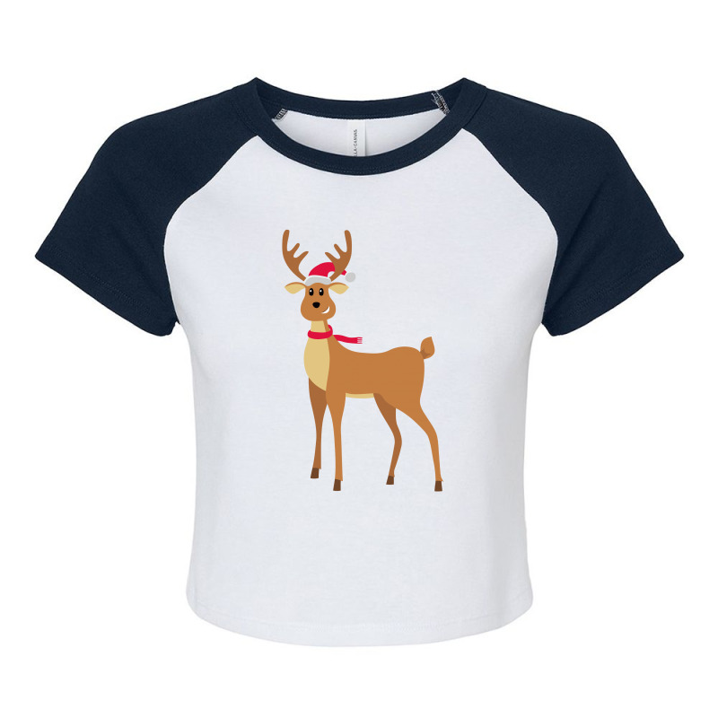 Christmas Reindeer Raglan Crop Top | Artistshot