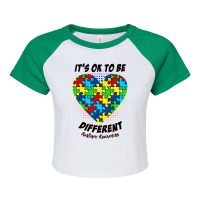 It's Ok To Be Different Austism Awareness For Light Raglan Crop Top | Artistshot