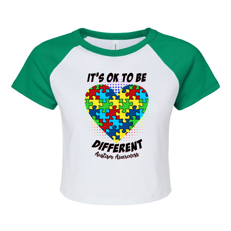 It's Ok To Be Different Austism Awareness For Light Raglan Crop Top by autlu2024 | Artistshot