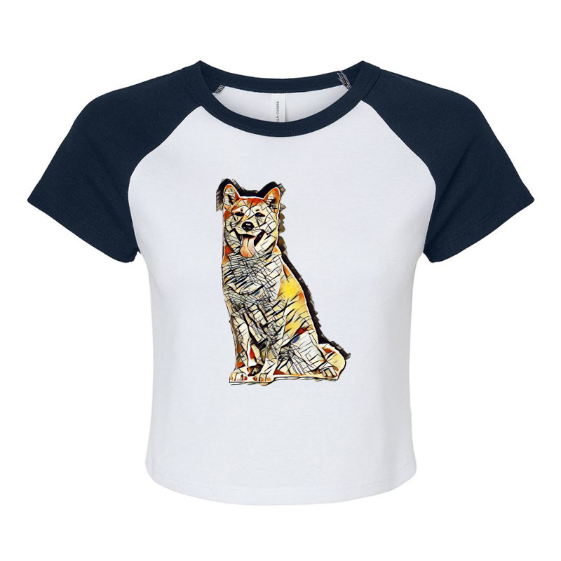 Sitting Panting Animal Canine Raglan Crop Top by Kemnabi | Artistshot