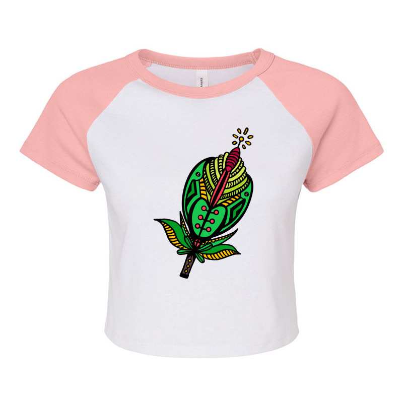 Aesthetic Green Flower Raglan Crop Top | Artistshot