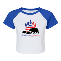 Mama And Daughter America For Light Raglan Crop Top | Artistshot