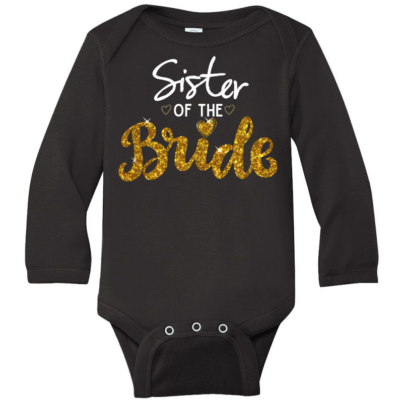 Sister Of The Bride Cute Golden Glitter Imitation Bridal Party Sister' Long Sleeve Baby Bodysuit by EdahArt | Artistshot