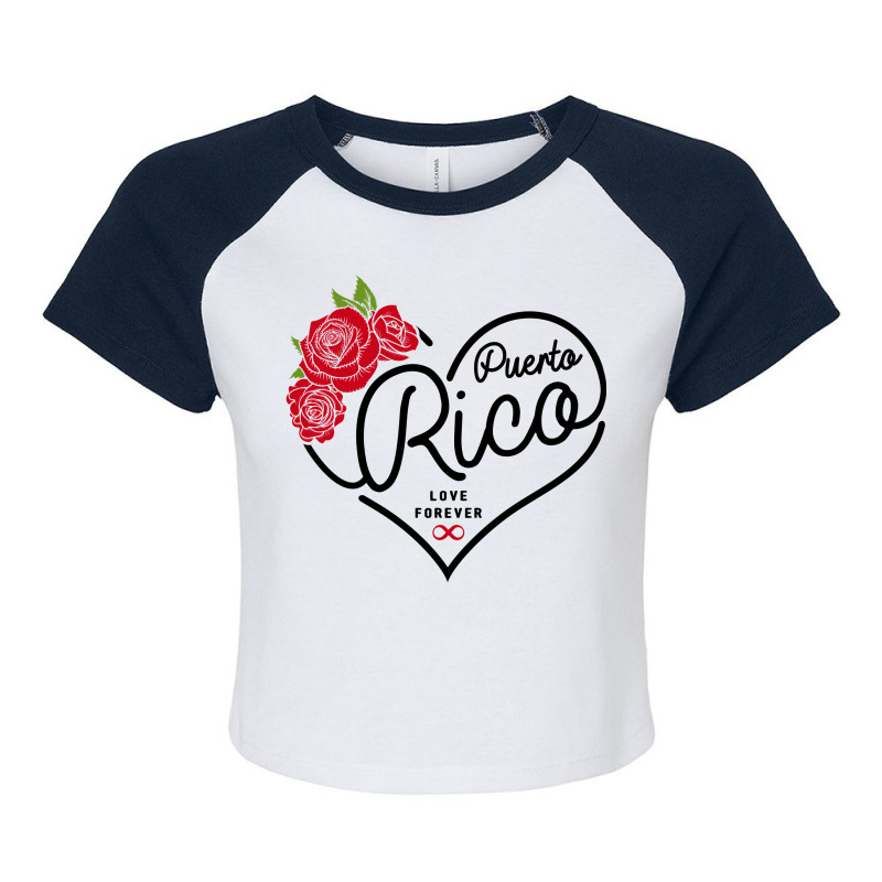 Puerto Rico Love Forever Raglan Crop Top by honeysuckle | Artistshot