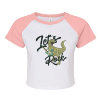 T Rex Music Lets Rock Raglan Crop Top | Artistshot