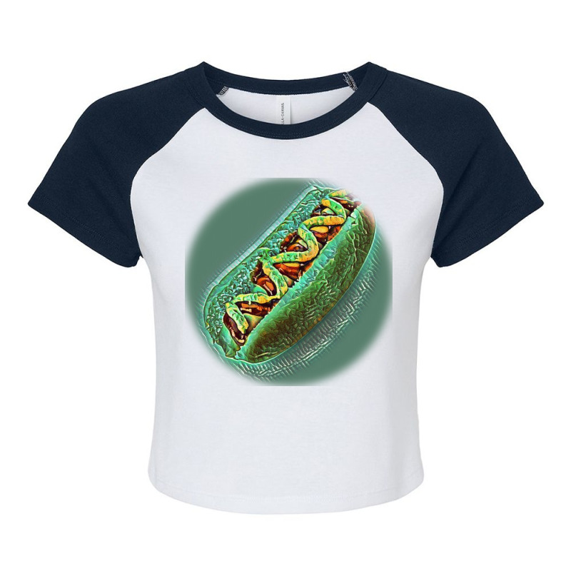 Hot Dog With Mustard And Ketc Raglan Crop Top by Kemnabi | Artistshot