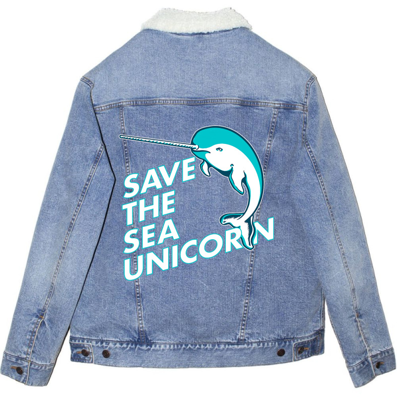 Funny Save The Sea Unicorn Narwhal T Shirt Unisex Sherpa-Lined Denim Jacket by RowdyTroutman | Artistshot