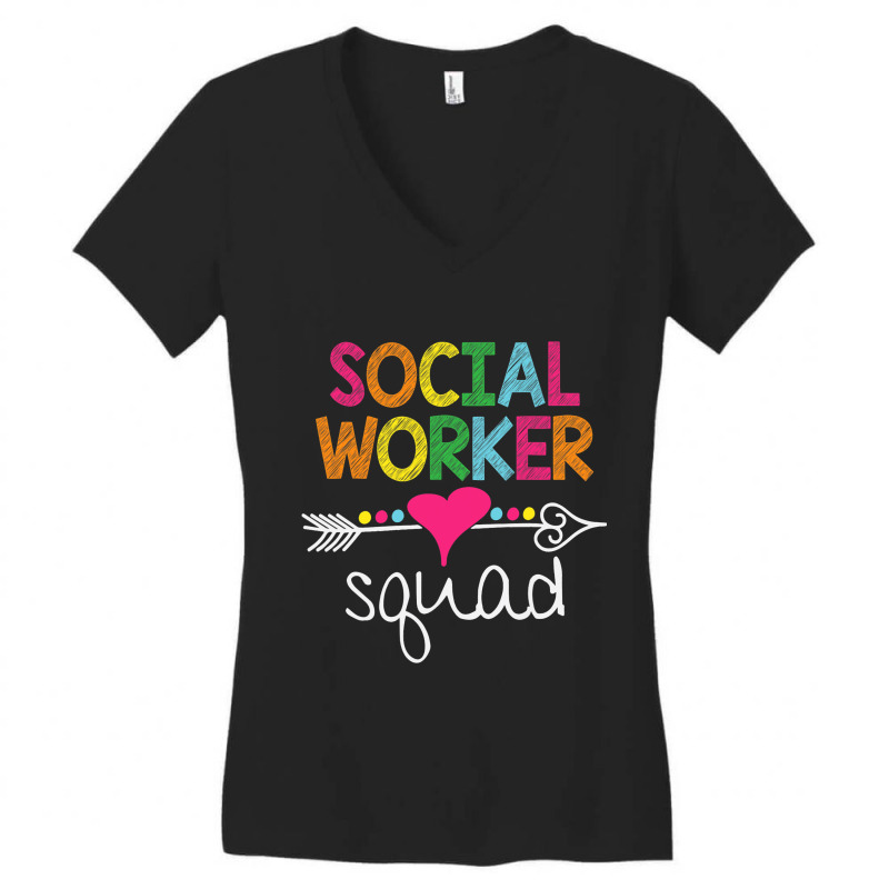 Social Worker Squad Rainbow Women School Social Wo Women's V-Neck T-Shirt by MarquisGoldsmith | Artistshot