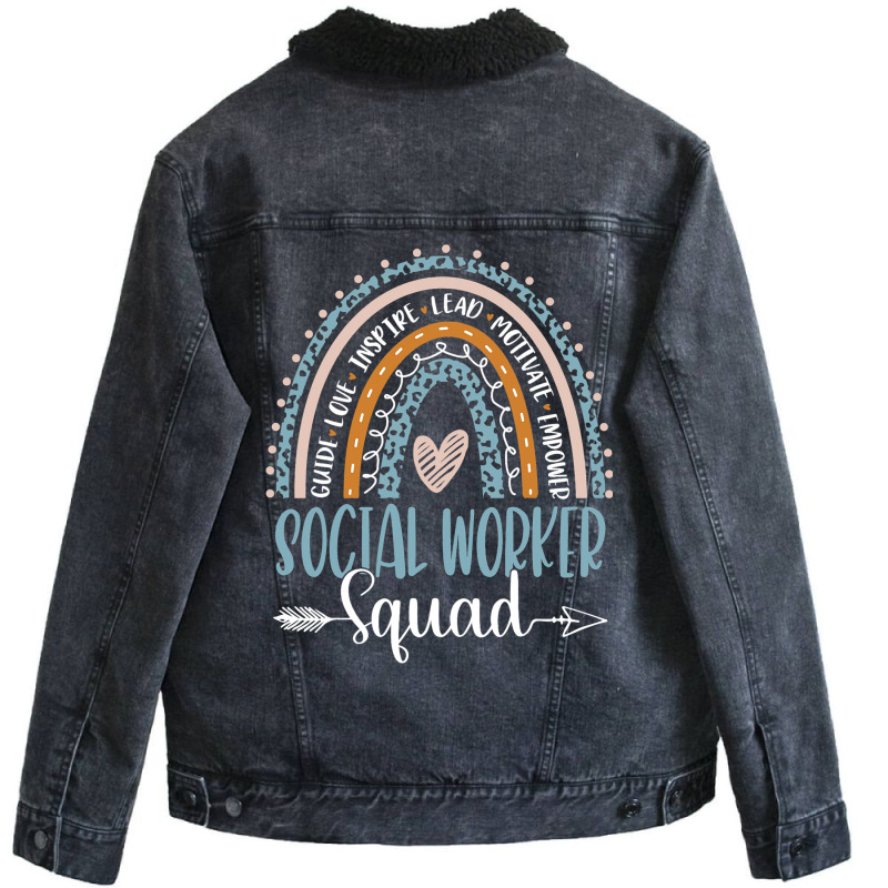 Social Worker Squad Week Rainbow Appreciation Day  Unisex Sherpa-Lined Denim Jacket by DericLawlea | Artistshot