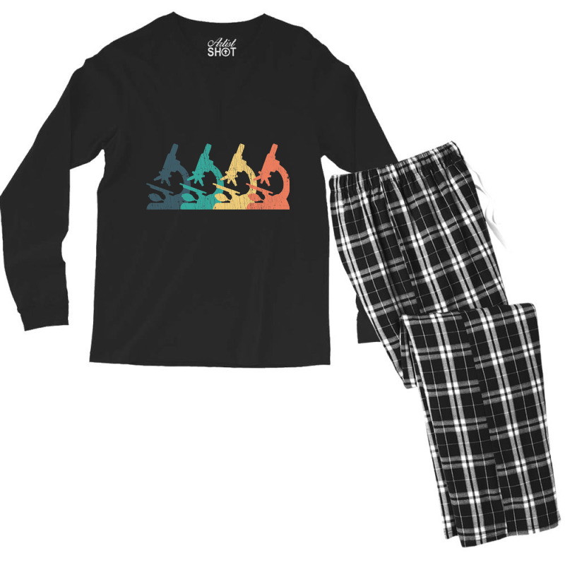 Retro Microscope For Scientist Biologist Chemist M Men's Long Sleeve Pajama Set | Artistshot