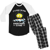 Sarcastic Chick Im Fine Its Fine Everything Is Fin Men's 3/4 Sleeve Pajama Set | Artistshot