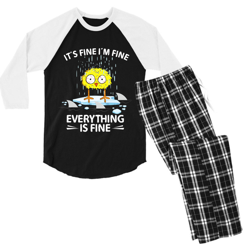 Sarcastic Chick Im Fine Its Fine Everything Is Fin Men's 3/4 Sleeve Pajama Set | Artistshot