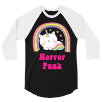 Sarcastic Retro Rainbow Music Funny Unicorn Horror 3/4 Sleeve Shirt | Artistshot