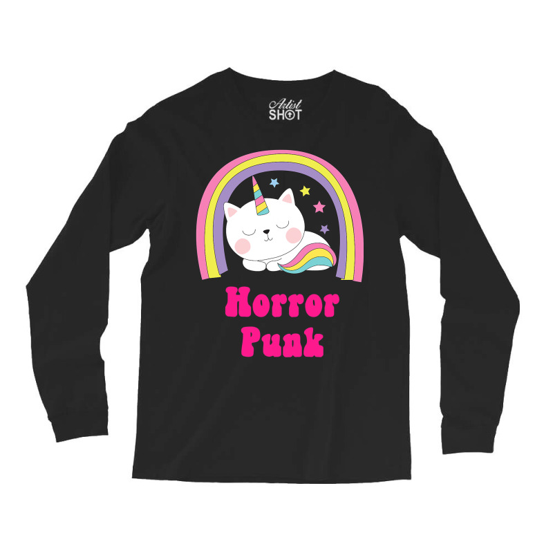 Sarcastic Retro Rainbow Music Funny Unicorn Horror Long Sleeve Shirts | Artistshot