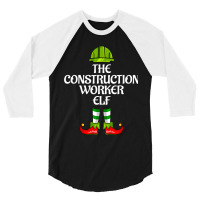 The Construction Worker Elf Christmas Career Costu 3/4 Sleeve Shirt | Artistshot