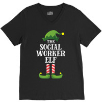 Social Worker Elf Matching Family Group Christmas  V-neck Tee | Artistshot