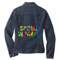 Social Worker Tie Dye Women School Social Worker 3 Ladies Denim Jacket | Artistshot