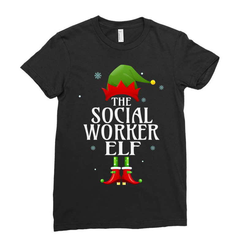 Social Worker Elf Xmas Groupe Matching Pajama Chri Ladies Fitted T-Shirt by MaritzaCoats | Artistshot