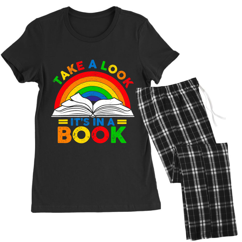 Retro Rainbow Take A Look Its In A Book Reading Bo Women's Pajamas Set by LilahHutchinson | Artistshot