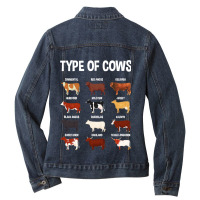 Types Of Cows Farming Farmer Costume Graphic Art C Ladies Denim Jacket | Artistshot