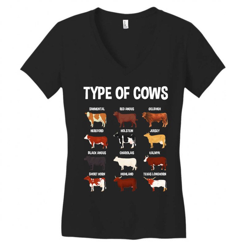 Types Of Cows Farming Farmer Costume Graphic Art C Women's V-Neck T-Shirt by BristolEstes | Artistshot