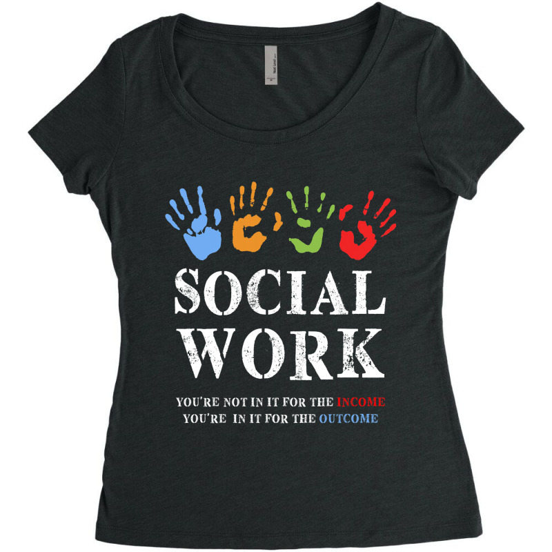 Social Work Not For The Income Rainbow Hands Women's Triblend Scoop T-shirt by FriedaBarcia | Artistshot