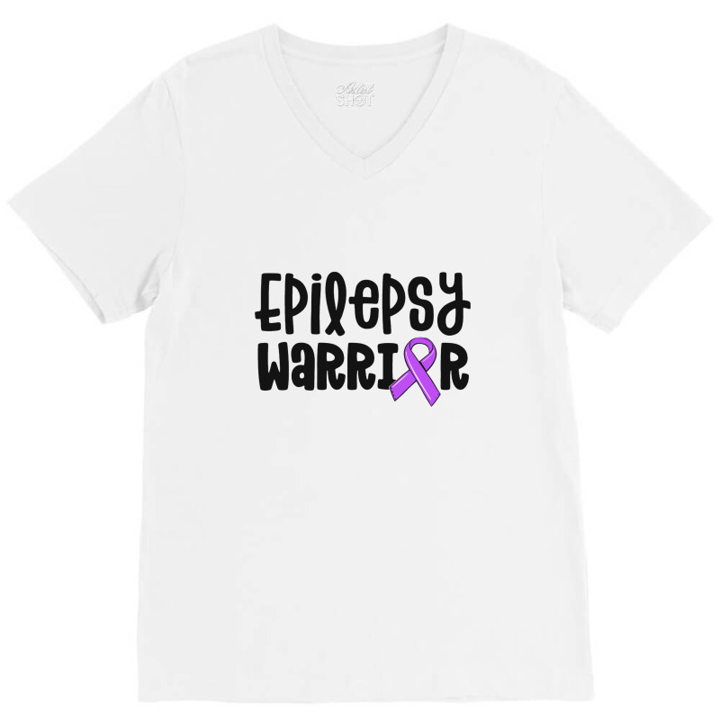 Epilepsy Warrior Shirt Kids Purple Ribbon Awareness Women V-neck Tee | Artistshot