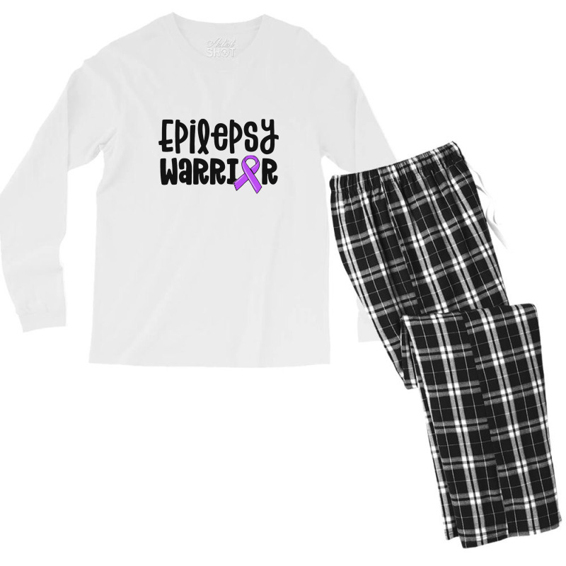 Epilepsy Warrior Shirt Kids Purple Ribbon Awareness Women Men's Long Sleeve Pajama Set | Artistshot