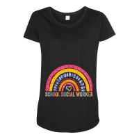 School Social Worker Rainbow Appreciation Social W Maternity Scoop Neck T-shirt | Artistshot