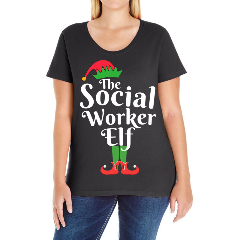 The Social Worker Elf Matching Family Group Christ Ladies Curvy T-Shirt by SiddharthaGish | Artistshot