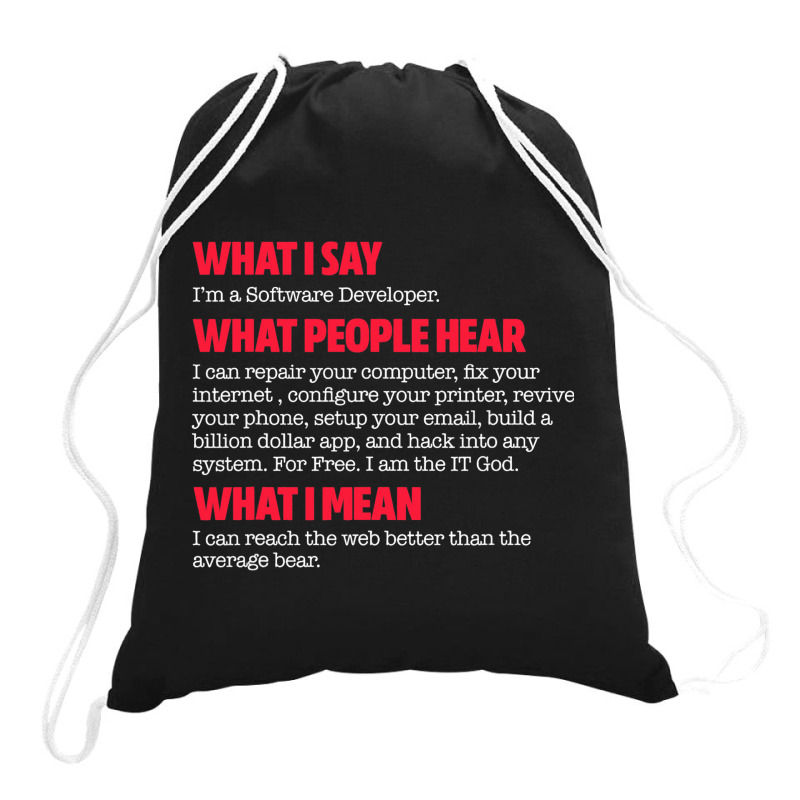 Software Developer Funny Computer Programmer Codin Drawstring Bags | Artistshot