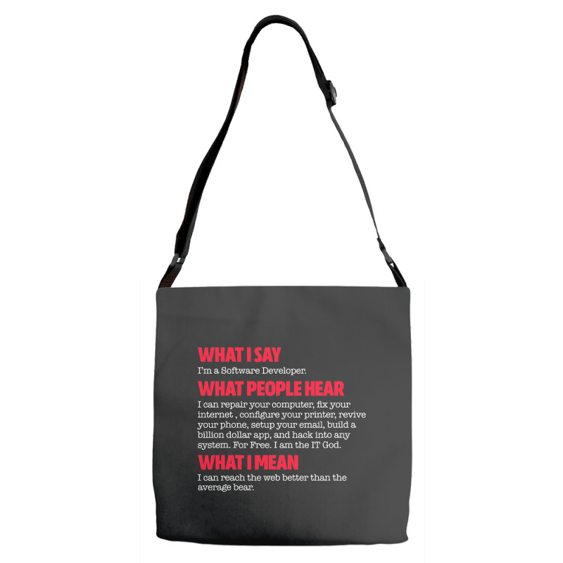 Software Developer Funny Computer Programmer Codin Adjustable Strap Totes | Artistshot