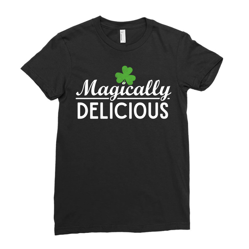 St Patricks Day Magically Delicious Green Clover Leaf Of Lucky Shamroc Ladies Fitted T-Shirt by EdahArt | Artistshot