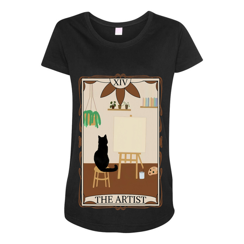 The Artist Tarot Card Art Teacher Cat Painting Lov Maternity Scoop Neck T-shirt | Artistshot