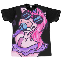 Unicorn Girl Sings A Song Karaoke Music Unicorn Graphic T-shirt | Artistshot