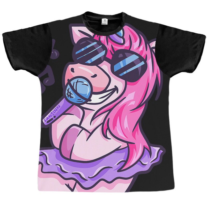 Unicorn Girl Sings A Song Karaoke Music Unicorn Graphic T-shirt | Artistshot