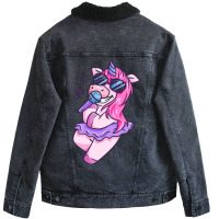 Unicorn Girl Sings A Song Karaoke Music Unicorn Unisex Sherpa-lined Denim Jacket | Artistshot