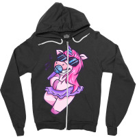 Unicorn Girl Sings A Song Karaoke Music Unicorn Zipper Hoodie | Artistshot