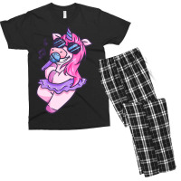 Unicorn Girl Sings A Song Karaoke Music Unicorn Men's T-shirt Pajama Set | Artistshot