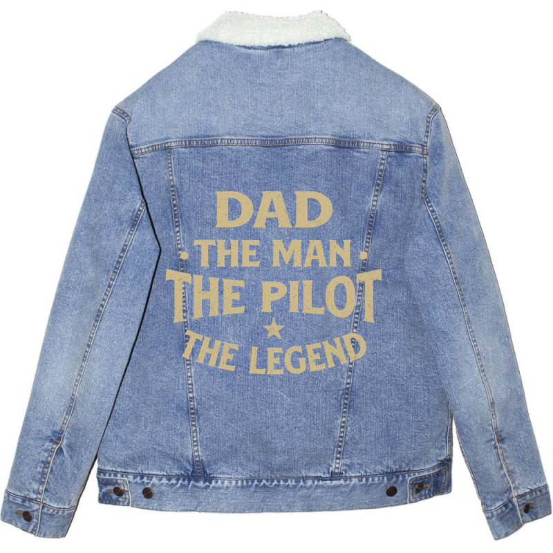 Dad The Man The Pilot The Legend Airlines Airplane Unisex Sherpa-lined Denim Jacket | Artistshot