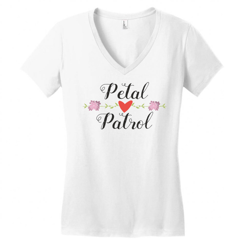 Petal Patrol Heart Floral Cute Wedding Ceremony Gifts For Girl Carryin Women's V-Neck T-Shirt by EdahArt | Artistshot