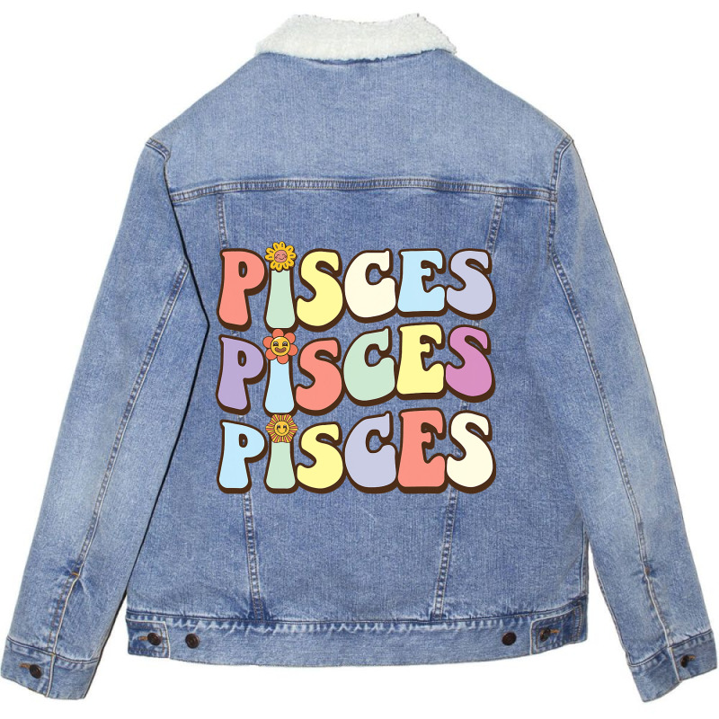 February March Birthday Astrology Groovy Pisces Zo Unisex Sherpa-lined Denim Jacket | Artistshot