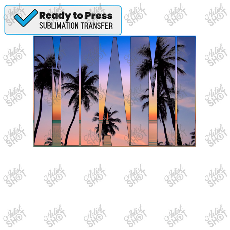 Palm Trees With The Gold And Blue Skies Of Miami Sublimation Transfer | Artistshot