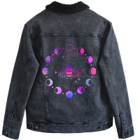 Colorful Rainbow Galaxy  Witchy Moon Cycle Astrolo Unisex Sherpa-lined Denim Jacket | Artistshot