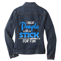 Funny Billiards Saying Beat People Billiard Cue Bi Ladies Denim Jacket | Artistshot